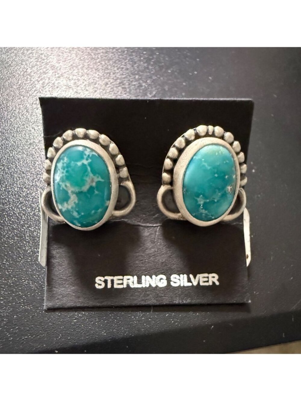 NWT Artisan Handcrafted Sterling Silver Sonoran Blue Turquoise Stud Earrings